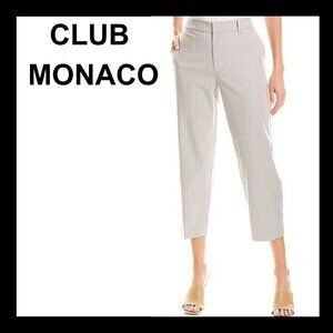 NWT CLUB MONACO Matie light gray plaid preppy casual slim cropped pants